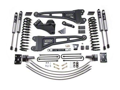 BDS 6-Inch Radius Arm Suspension Lift Kit with 4-Inch Rear Lift Blocks, Add-A-Leaf and FOX 2.0 Performance Shocks (05-07 4WD 6.0L Powerstroke F-250 Super Duty w/ Factory Overload Springs)