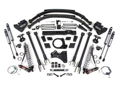 BDS 8-Inch 4-Link Suspension Lift Kit with Leaf Springs, FOX 2.5 Performance Elite Coil-Overs and 2.0 Performance Shocks (17-19 4WD 6.7L Powerstroke F-250 Super Duty)