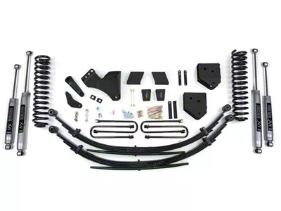 BDS 4-Inch 4-Link Suspension Lift Kit with Rear Leaf Springs and NX2 Nitro Shocks (05-07 4WD 6.0L Powerstroke F-350 Super Duty)