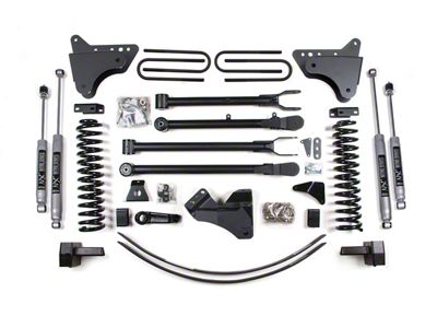 BDS 6-Inch 4-Link Suspension Lift Kit with 3-Inch Rear Lift Blocks, Add-A-Leaf and NX2 Nitro Shocks (05-07 4WD 5.4L, 6.8L F-350 Super Duty w/ Factory Overload Springs)