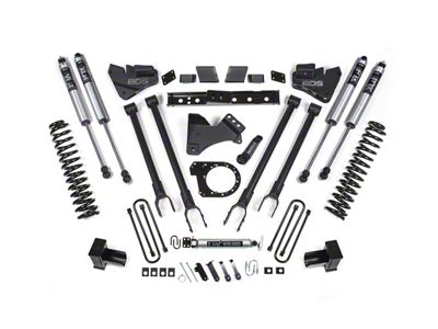 BDS 6-Inch 4-Link Suspension Lift Kit with 5-Inch Rear Lift Blocks and FOX 2.0 Performance Shocks (17-19 4WD 6.7L Powerstroke F-350 Super Duty w/ 3-Leaf Rear Springs)