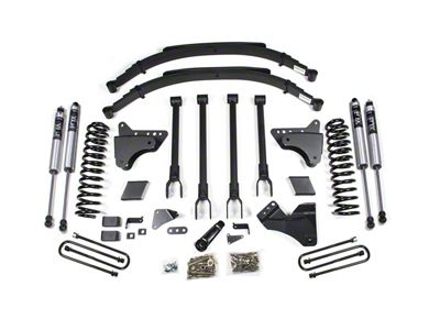 BDS 6-Inch 4-Link Suspension Lift Kit with Rear Leaf Springs and FOX 2.0 Performance Shocks (05-07 4WD 6.0L Powerstroke F-350 Super Duty)