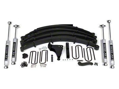 BDS 8-Inch Leaf Spring Suspension Lift Kit with NX2 Nitro Shocks (99-04 4WD F-350 Super Duty SRW w/ Front Square U-Bolts)