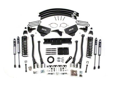 BDS 8-Inch 4-Link Suspension Lift Kit with 5-Inch Rear Lift Blocks, Add-A-Leaf with FOX 2.0 Performance Shocks (13-18 4WD 6.7L RAM 3500 w/ 6-Bolt Indexing Ring)