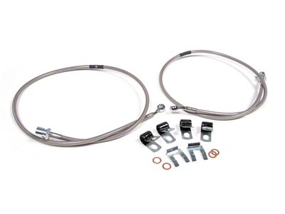 BDS Stainless Steel Braided Brake Line Kit for 6 to 8-Inch Lift; Front (13-18 4WD RAM 3500)