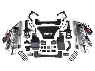 BDS 2.50-Inch Suspension Lift Kit with Rear Lift Blocks, FOX 2.5 Performance Elite Coil-Overs and FOX 2.5 Performance Elite Shocks (19-25 4WD 5.3L, 6.2L Sierra 1500 AT4 w/ Multi-Leaf Springs)