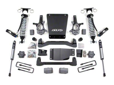 BDS 4-Inch Suspension Lift Kit with 5-Inch Rear Lift Blocks and FOX 2.5 DSC Coil-Overs and 2.0 Performance Shocks (07-13 4WD Sierra 1500)