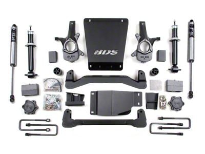 BDS 4-Inch Suspension Lift Kit with 5-Inch Rear Lift Blocks and FOX 2.0 Performance Shocks (07-13 4WD Sierra 1500)