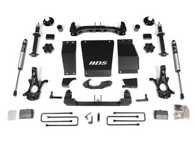 BDS 4-Inch Suspension Lift Kit with Rear Lift Blocks and FOX 2.0 Performance Shocks (14-18 4WD Sierra 1500 w/ Stock Cast Steel Control Arms)