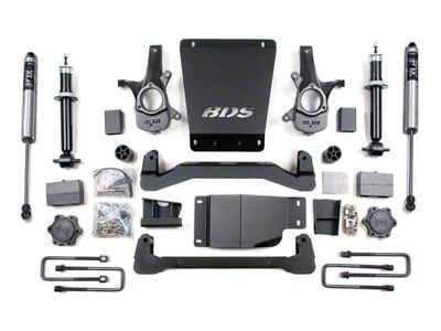 BDS 6-Inch Suspension Lift Kit with Rear Lift Blocks, Add-A-Leaf and FOX 2.0 Performance Shocks (07-13 4WD Sierra 1500 Extended Cab, Crew Cab)