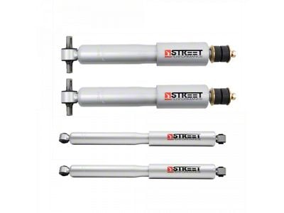 Belltech Street Performance Front and Rear Shocks for Stock Height Front / 2 to 4-Inch Rear Drop (09-18 2WD RAM 1500 w/o Air Ride, Excluding EcoDiesel)