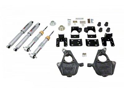 Belltech Lowering Kit with Street Performance Shocks; 2-Inch Front / 4-Inch Rear (16-18 4WD Silverado 1500 w/ Stock Cast Aluminum or Stamped Steel Control Arms)