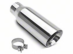 Angled Cut Rolled End Round Exhaust Tip; 4-Inch; Polished (Fits 2.75-Inch Tailpipe)