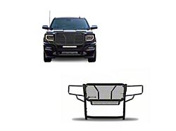 Rugged Grille Guard; Black Steel Modular; Includes 20-Inch LED Light Bar with Wiring Harness, Mounting Brackets and Hardware (14-18 Sierra 1500)