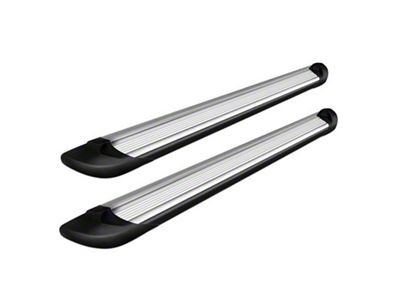 Running Boards; Silver Aluminum; 6-Inch Stripe Step Pad (07-18 Sierra 1500 Extended/Double Cab)