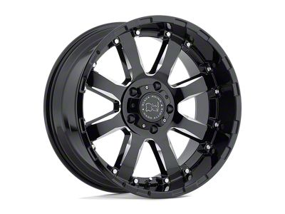 Black Rhino Sierra Gloss Black with Milled Spokes 8-Lug Wheel; 22x11.5; -44mm Offset (01-06 Silverado 3500 HD SRW)