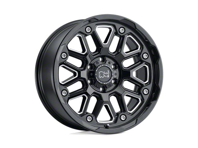 Black Rhino Hollister Gloss Black with Milled Spokes 6-Lug Wheel; 17x9.5; 12mm Offset (15-22 Canyon)