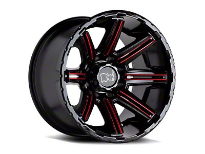 Black Rhino Rampage Gloss Black with Red Inner Lip 6-Lug Wheel; 20x12; -44mm Offset (23-25 Canyon)