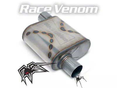 Black Widow Exhaust Race Venom Series Offset/Offset Muffler; 2.50-Inch Inlet/2.50-Inch Outlet (Universal; Some Adaptation May Be Required)