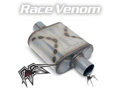 Black Widow Exhaust Race Venom Series Center/Center Muffler; 2.50-Inch Inlet/2.50-Inch Outlet (Universal; Some Adaptation May Be Required)