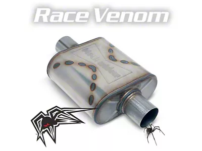 Black Widow Exhaust Race Venom Series Center/Center Muffler; 3-Inch Inlet/3-Inch Outlet (Universal; Some Adaptation May Be Required)