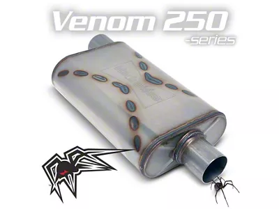 Black Widow Exhaust Venom 250 Series Offset/Center Muffler; 3-Inch Inlet/3-Inch Outlet (Universal; Some Adaptation May Be Required)