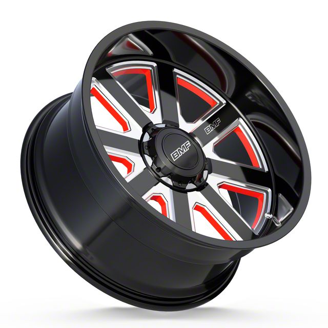 BMF Wheels F-350 Super Duty Hustle R Gloss Black Milled with Red ...