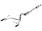 Borla Touring Dual Exhaust System with Black Chrome Tips; Rear Exit (21-25 5.0L F-150 w/o Factory Dual Exhaust)