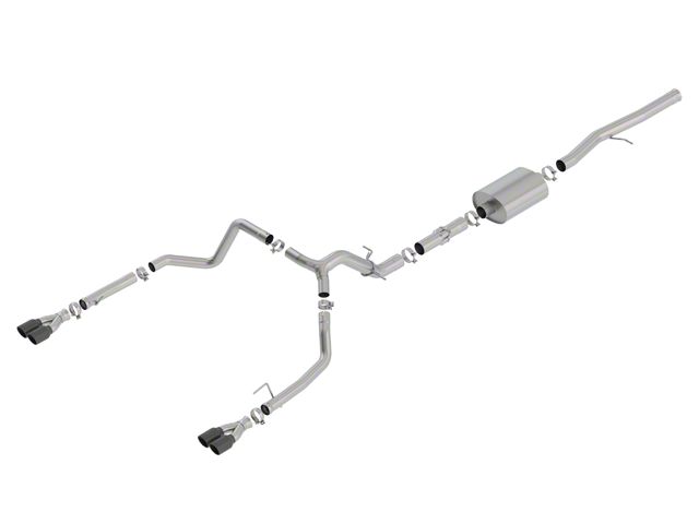 Borla ATAK Dual Exhaust System with Quad Black Chrome; Rear Exit (19-23 6.2L Sierra 1500 w/ Factory Dual Exhaust, Excluding AT4X)