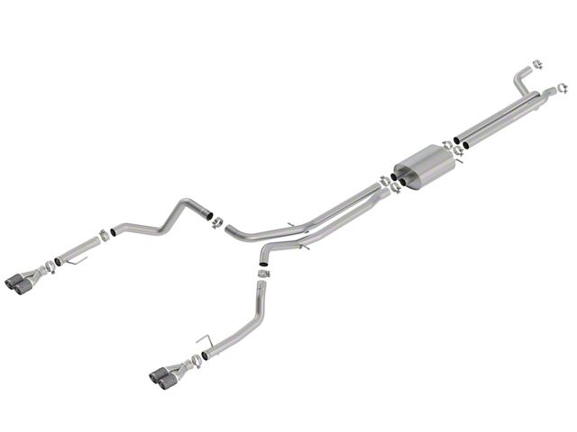 Borla S-Type True Dual Exhaust System with Quad Carbon Fiber; Rear Exit (19-23 6.2L Sierra 1500 w/ Factory Dual Exhaust, Excluding AT4X)