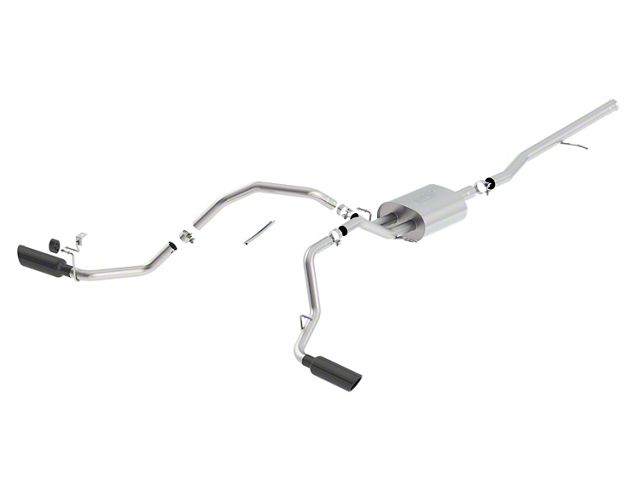 Borla Touring Dual Exhaust System with Black Chrome Tips; Side Exit (14-18 5.3L Sierra 1500)