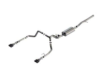 Borla Touring Dual Exhaust System with Carbon Fiber Tips; Rear Exit (24-25 6.2L Sierra 1500 w/ Factory Dual Exhaust, Excluding AT4X)