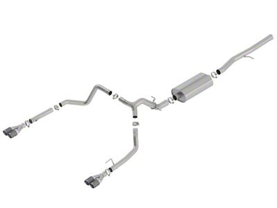 Borla Touring Dual Exhaust System with Quad Carbon Fiber Tips; Rear Exit (19-23 6.2L Sierra 1500 w/ Factory Dual Exhaust, Excluding AT4X)