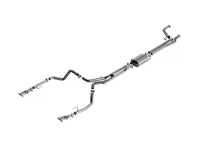 Borla S-Type Dual Exhaust System with Chrome Tips; Rear Exit (24-25 6.2L Silverado 1500 w/ Factory Dual Exhaust, Excluding ZR2)