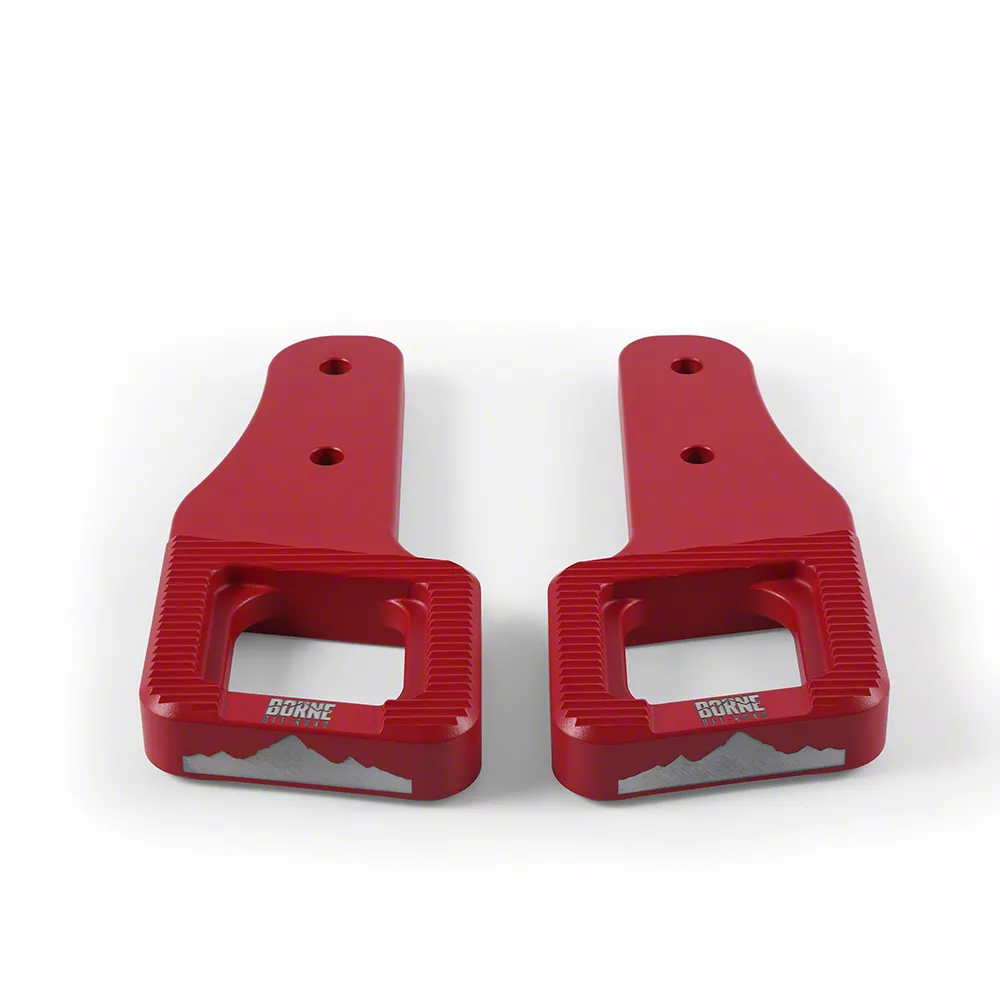 Borne Off-Road F-150 Billet Tow Hooks; Micro-Wrinkle Red BNTH-F150