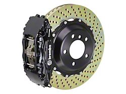 Brembo GT Series 4-Piston Front Big Brake Kit with 14-Inch 2-Piece Cross Drilled Rotors; Black Calipers (97-03 4WD F-150)