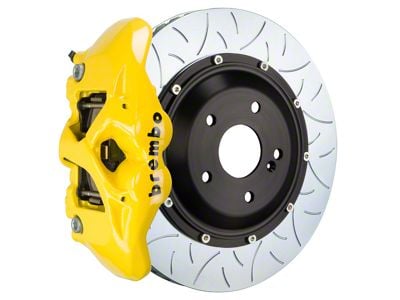 Brembo GT Series 4-Piston Rear Big Brake Kit with 15-Inch 2-Piece Type 3 Slotted Rotors; Yellow Calipers (2017 F-150 Raptor)