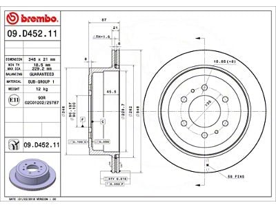 Brembo Vented 6-Lug Rotor; Rear (2011 F-150)