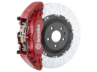 Brembo GT Series 6-Piston Front Big Brake Kit with Type 3 Slotted Rotors; Red Calipers (00-06 Silverado 1500)