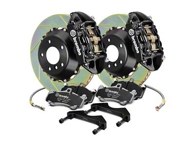 Brembo GT Series 4-Piston Rear Big Brake Kit with 2-Piece Slotted Rotors; Black Calipers (00-06 Sierra 1500)