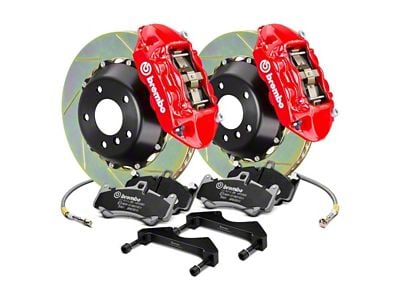 Brembo GT Series 4-Piston Rear Big Brake Kit with 2-Piece Slotted Rotors; Red Calipers (00-06 Silverado 1500)