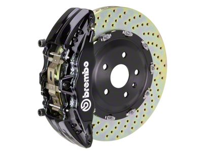 Brembo GT Series 6-Piston Front Big Brake Kit with 15-Inch 2-Piece Cross Drilled Rotors; Black Calipers (07-09 Silverado 2500 HD)