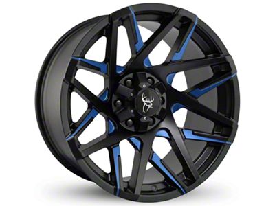 Buck Commander Canyon Satin Black Milled Face with Blue Clear Wheel; 20x9; 0mm Offset (07-13 Silverado 1500)