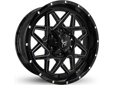 Buck Commander Gridlock Gloss Black with Milling Wheel; 20x9; -10mm Offset (07-13 Silverado 1500)