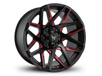 Buck Commander Canyon Satin Black Milled Face with Red Clear Wheel; 20x10; -25mm Offset (09-14 F-150)