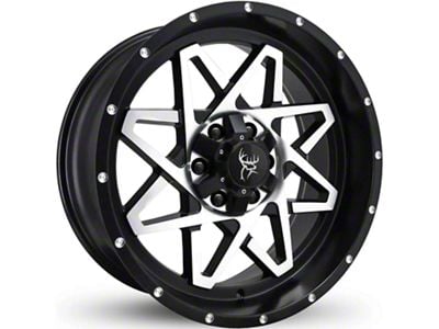 Buck Commander Gridlock Satin Black Machined Face Wheel; 20x9; -10mm Offset (19-24 Silverado 1500)