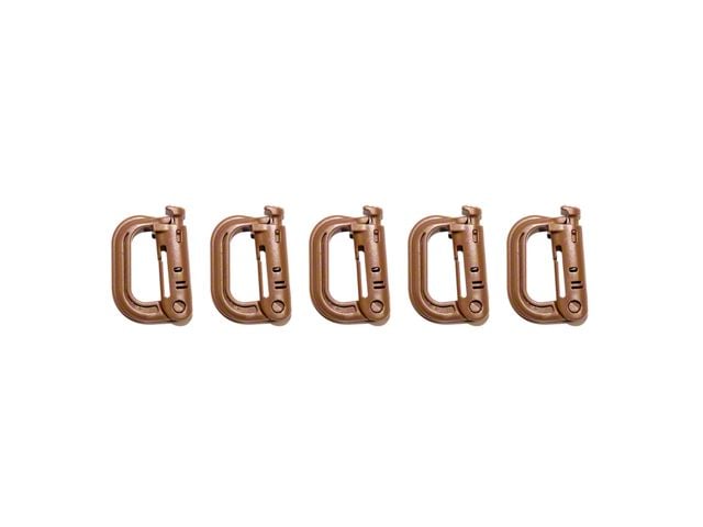 BuiltRight Industries Locking Tech Panel Carabiners; 5-Piece Kit; Tan
