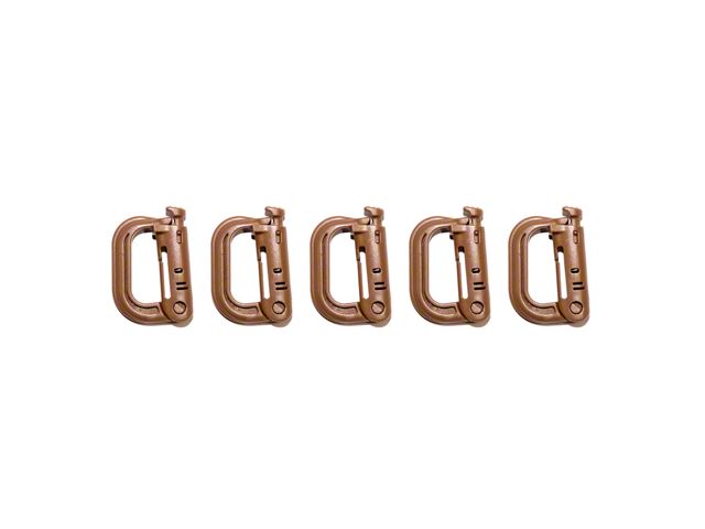 BuiltRight Industries Locking Tech Panel Carabiners; 5-Piece Kit; Tan