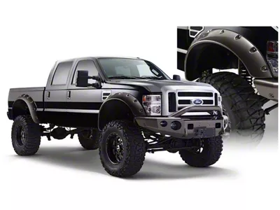 Bushwacker Cut-Out Fender Flares; Front; Matte Black (08-10 F-350 Super Duty SRW)