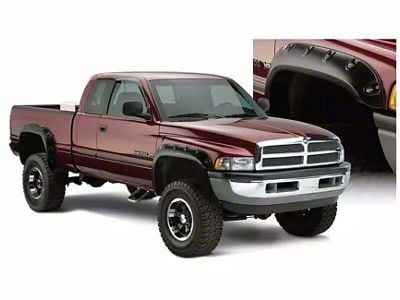 Bushwacker Pocket Style Fender Flares; Front and Rear; Matte Black (94-01 RAM 1500)